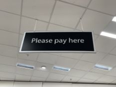 Upstairs Signs Black with White writing