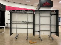 Set Of 2 Wooden Clothes Display Units On Wheels