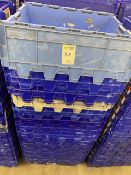 blue stackable storage boxes