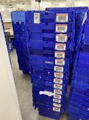 blue stackable storage boxes