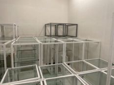 Small White Metal Display Shelves with Glass