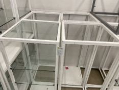 Medium White Metal Display Shelves with Glass