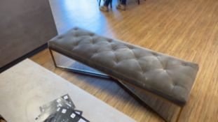 Rectangular Metal Framed Grey Pouffe