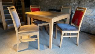 Solid Wooden Table with X4 Leather Dining Chair