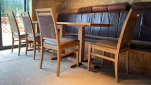 Solid Wooden Table X2 with X4 Red Leather Dining Chair