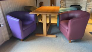 Dino Tub Chair X4 and Solid Wooden Table