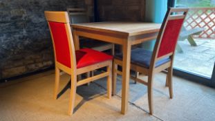 Solid Wooden Table with X3 Leather Dining Chair