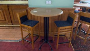 Wooden Effect Metal Framed Bar Table With Two High Bar Stools