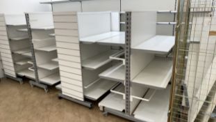 Set Of Two White Clothing Display Shelving