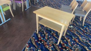 X1 Wooden Table & X2 Purple Wooden Chairs