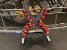 Set Of Red Dumbbells