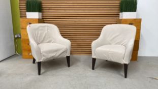 Set Of 2 Cream Upholstered Armchairs