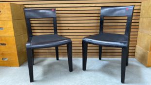 Set Of Two Black Wooden Framed And Upholstered Cha