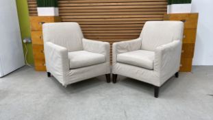 Set Of Two Cream Upholstered Armchairs