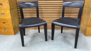 Set Of Two Black Wooden Framed And Upholstered Cha