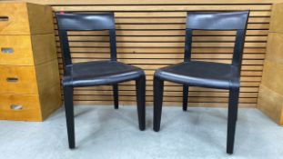 Set Of Two Black Wooden Framed And Upholstered Cha
