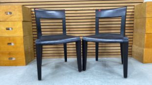 Set Of Two Black Wooden Framed And Upholstered Cha
