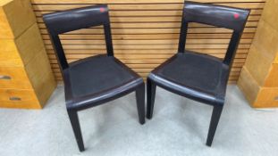 Set Of Two Black Wooden Framed And Upholstered Cha