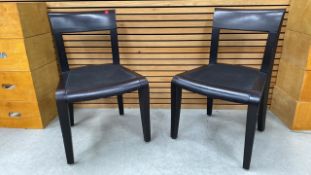 Set Of Two Black Wooden Framed And Upholstered Cha