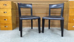 Set Of Two Black Wooden Framed And Upholstered Cha
