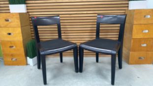 Set Of Two Black Wooden Framed And Upholstered Cha