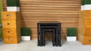 Set Of Three Nestable Black Wooden Side Tables