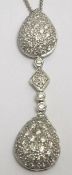 Antique 1.50ct Diamond 18k White Gold Pendant & Chain