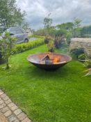HUGE 1.5M DIAMETER CONTEMPORARY RUSTIC FIREPIT LOG BURNER FIREPIT ON BASE