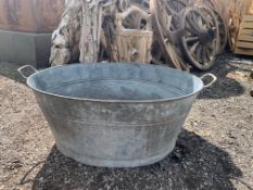 LARGE ANTIQUE ZINC OVAL BATHTUB PLANTER APPROX 90CM-100CM