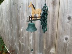 BOXED NEW CAST IRON WALL HANGING HORSE BELL