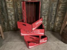 5 X COCA COLA LARGE WOODEN DISPLAY STORAGE BOXES