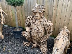 HIGHLY DETAILED LIFESIZE DRIFTWOOD GORILLA STATUE