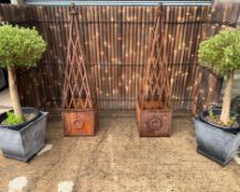 1 X Large Metal Ornate Rusty Obelisk Planter