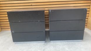 Black Wooden Side Table With 2 Draws X2