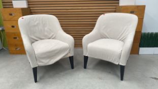 Set Of 2 Cream Upholstered Armchairs