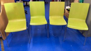 Green Washed Wooden Chair X4