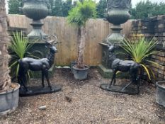 Matching Pair Of Cast Iron Stags