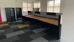 Bank Of 6 Wooden Tables With Black Legs