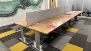 Bank of 6 Wooden Table With Grey Legs