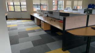 Bank Of 8 Wooden Desks With Black Legs