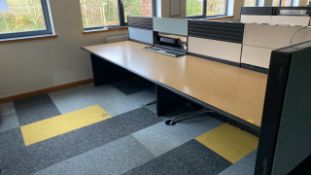 Bank Of 2 Wooden Desks With Black Legs