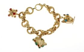 Armband 56.73 gr. 750/- Gelbgold mit Farbsteinen Laenge 22 cm