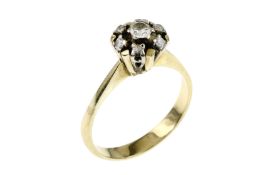 Ring 4.05g 585/- Gelbgold und Weissgold mit 7 Diamanten zus. ca. 0.28 ct. G/vs-si. Ringgroesse ca. 5