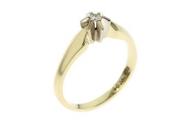 Ring 3.73g 585/- Gelbgold und Weissgold mit Diamant ca. 0.07 ct. G/si2. Ringgroesse ca. 56