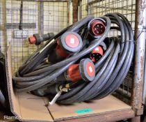 6x Mennekes PowerTOP Xtra 63a 400vac 3 Phase Power Harness 15m