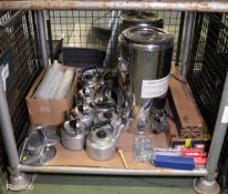 Various Food Slicer Blades, Catering, Tin Opener, Foil Roll, Tea Urns, 8x Aluminium Kettles