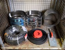 Various mechanical spares, stainless steel clamps, plastic conduit