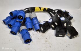 9 x 16a plug to 13a extension sockets