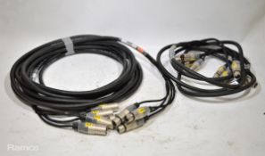 2 x Comus 4 pair quick strip multicore, 1 x 3m, 1 x 10m