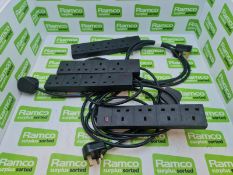 4 x 13a 4 way gang enstension cables - 2 x 1m, 2 x 2m